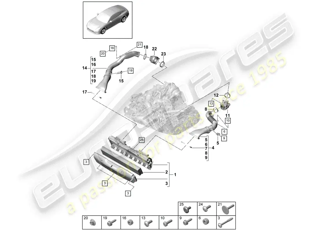 porsche 2017 (panamera 971-1) air cleaner housing parts diagram