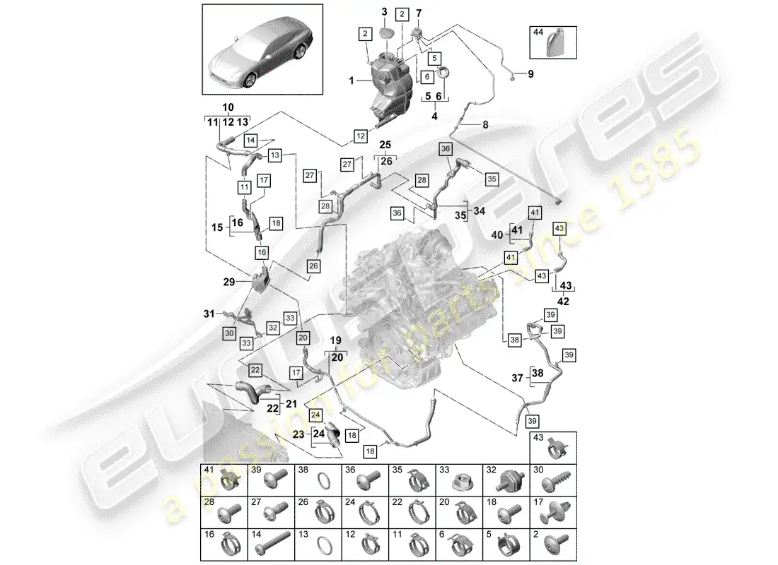 porsche 2017 (panamera 971-1) water cooling part diagram