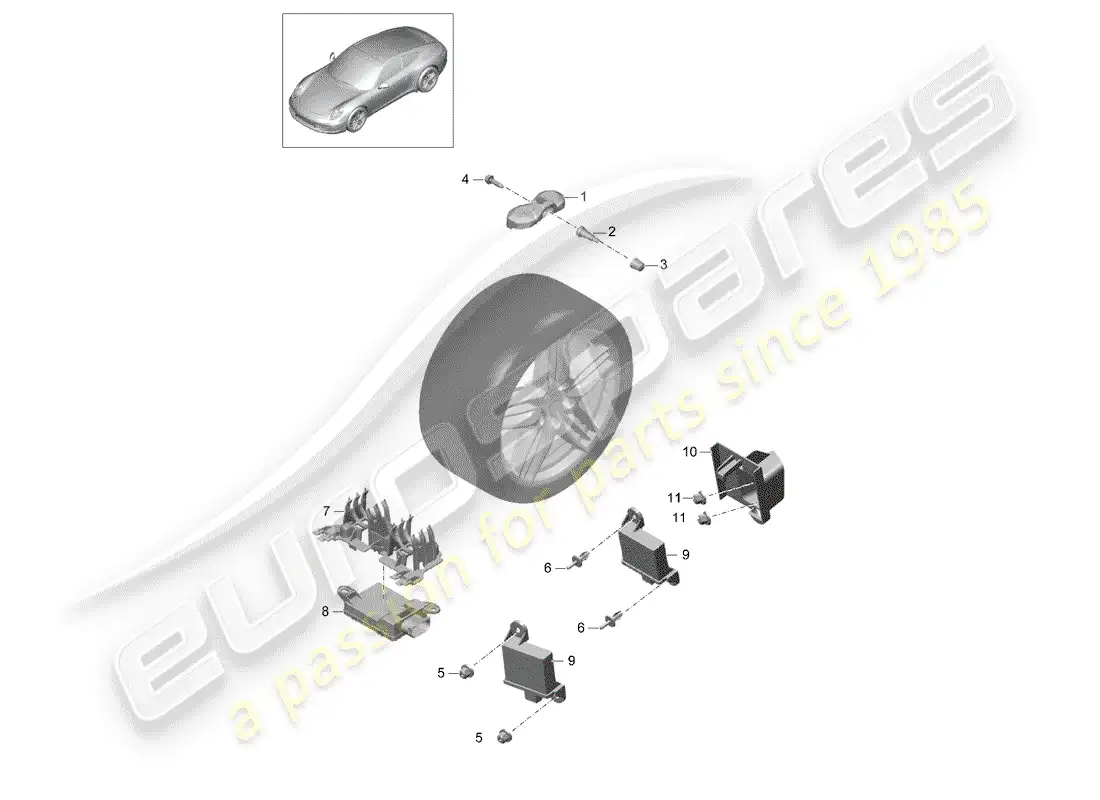 porsche 2015 (991-1) tire pressure control system parts diagram