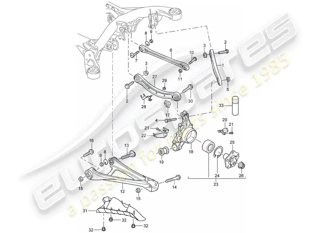 porsche 2009 (cayenne e1 9pa) rear axle part diagram