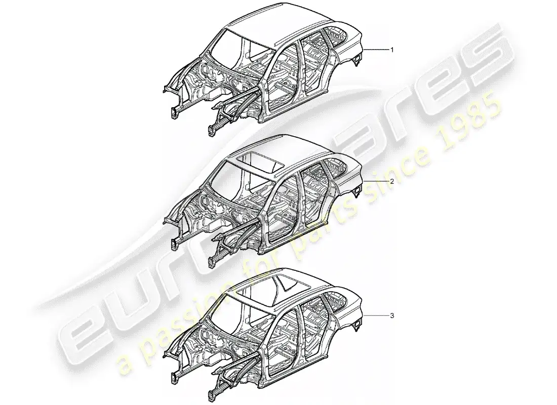 porsche 2006 (cayenne e1 9pa) car body parts diagram