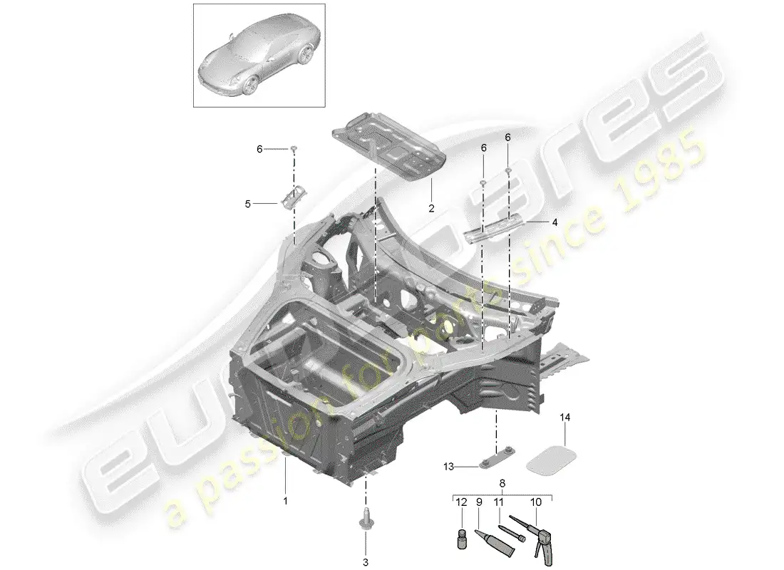 porsche 2013 (991-1) front end parts diagram