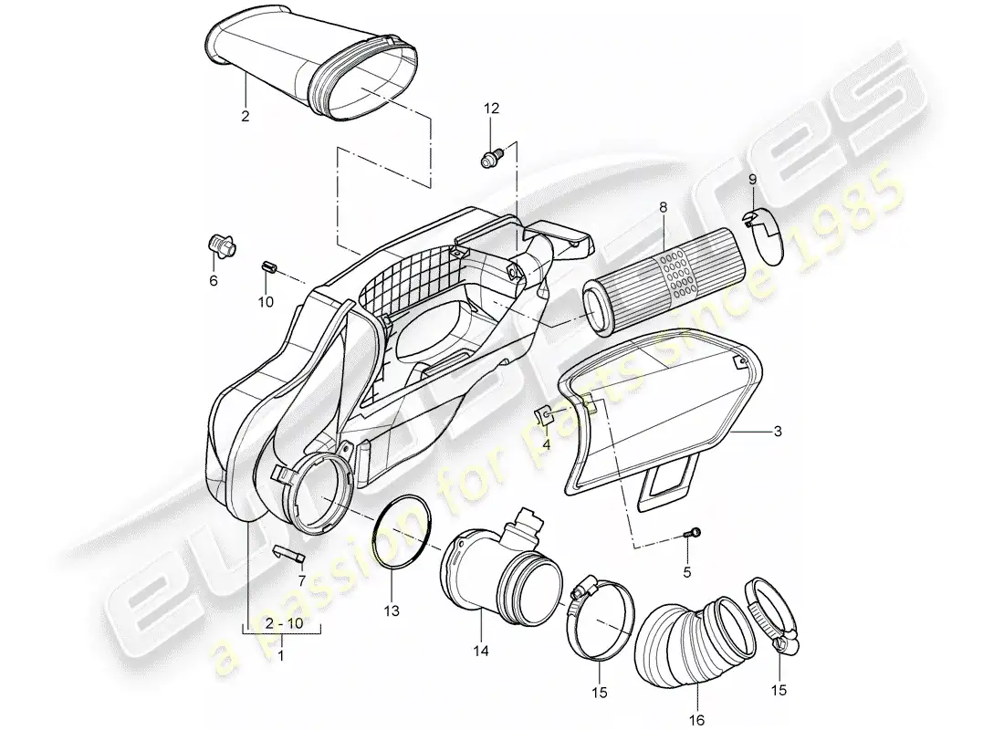 porsche 2007 (987 cayman) air cleaner parts diagram
