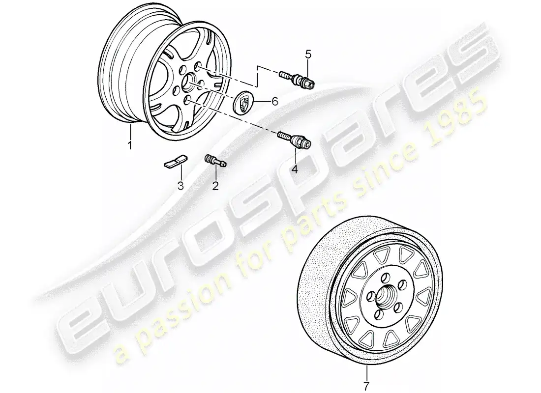 porsche 2007 (987 cayman) wheels parts diagram