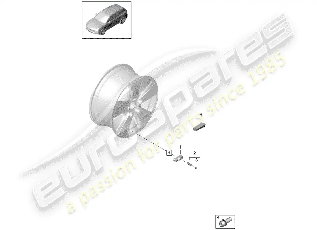 porsche 2020 (cayenne e3 9ya/9yb) tire pressure control system parts diagram