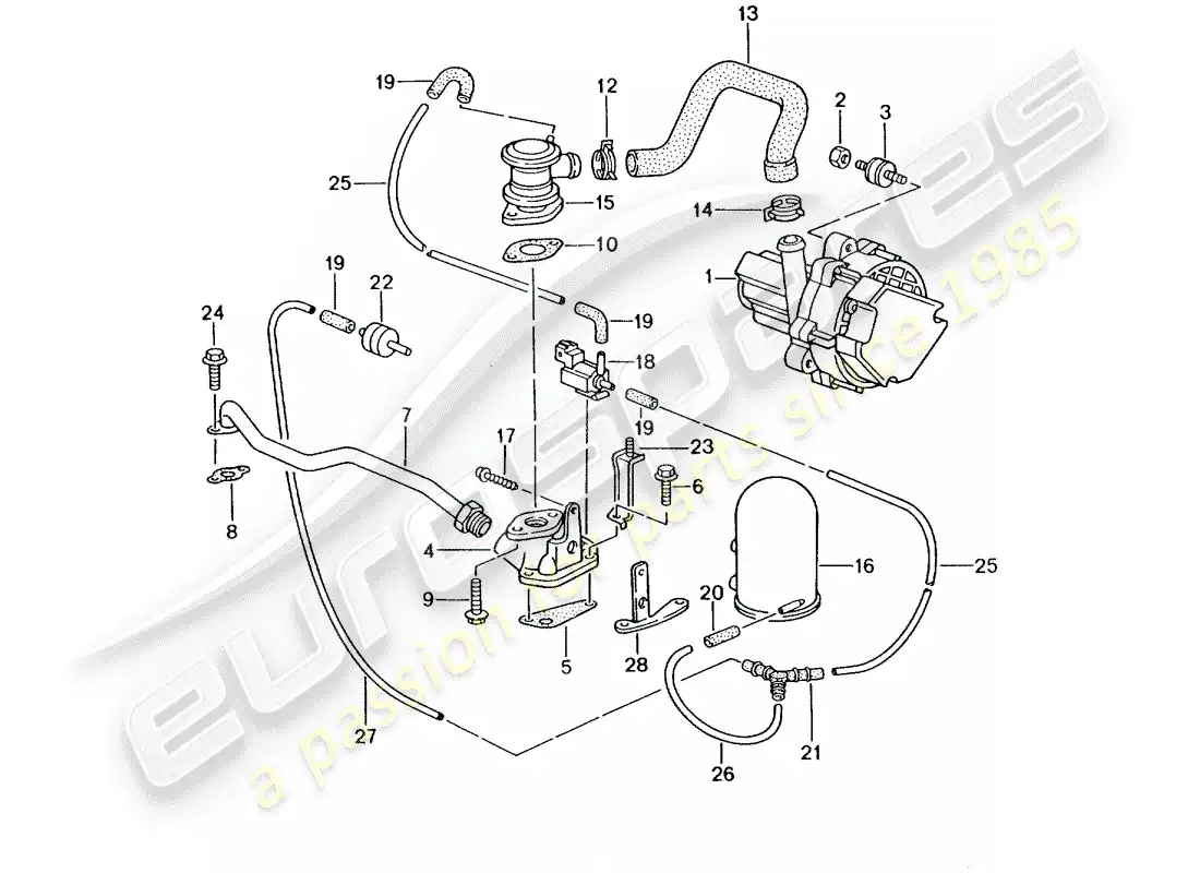 porsche 1998 (986 boxster) secondary air pump - - d - mj 2000>> - mj 2002 parts diagram