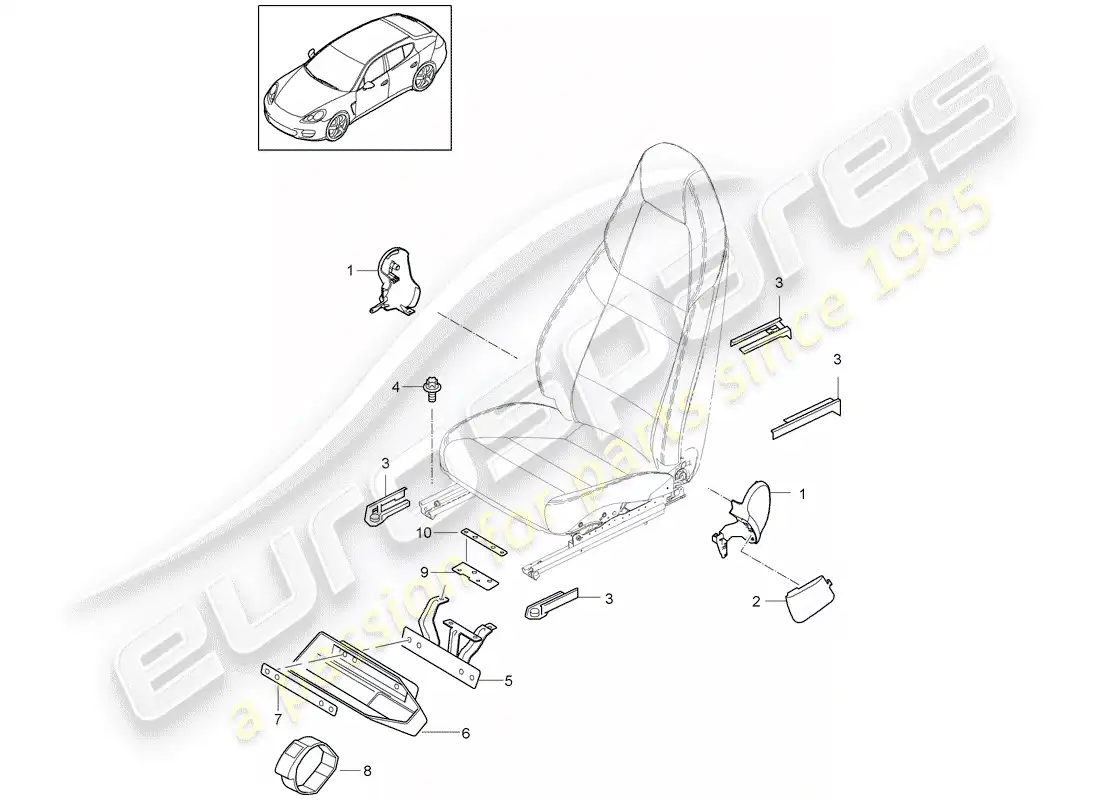 porsche 2016 (panamera 970) front seat parts diagram