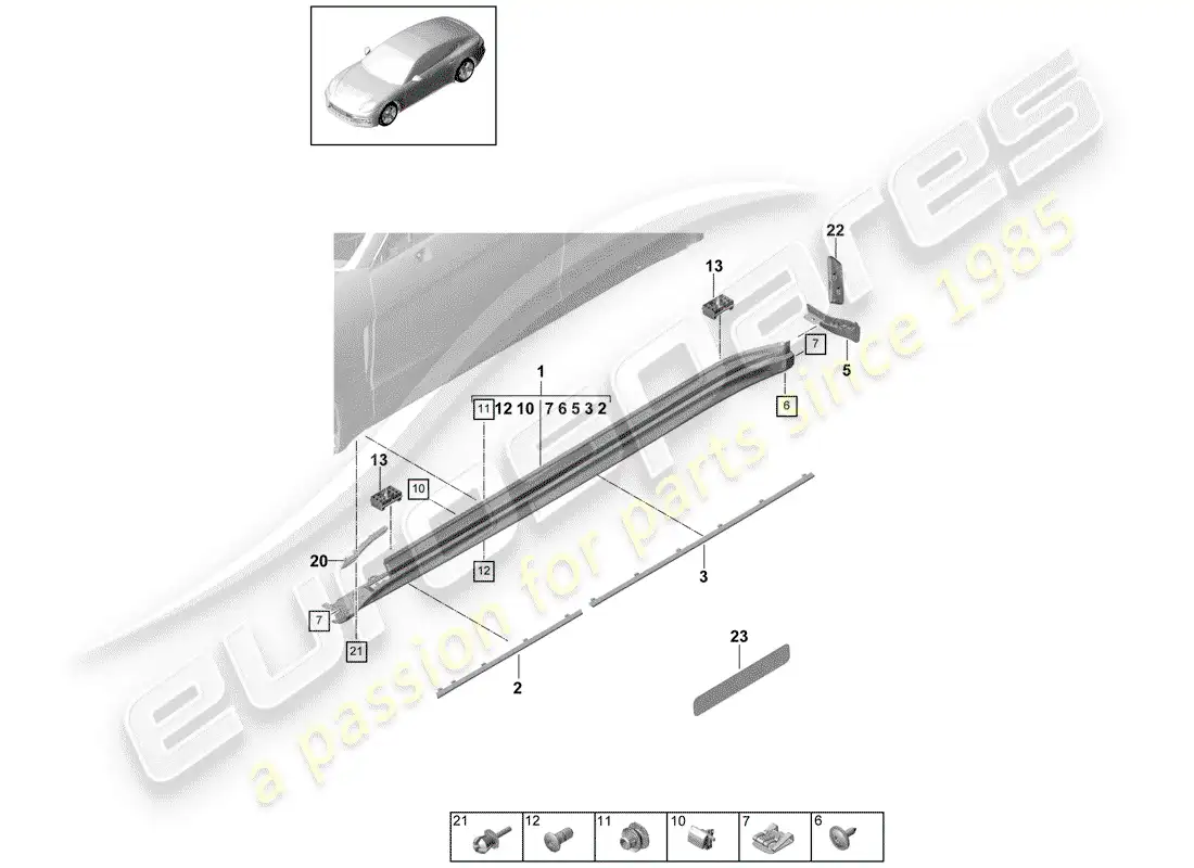 porsche 2019 (panamera 971-1) side member trim parts diagram