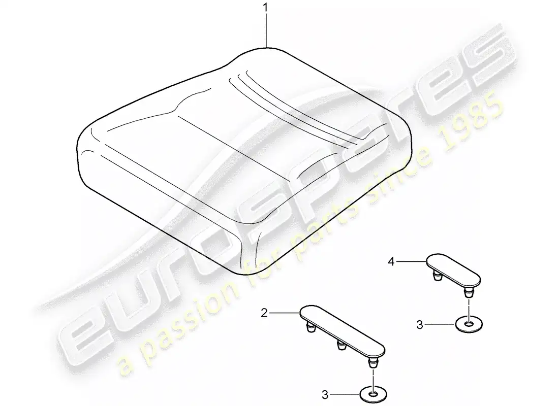 porsche 2001 (996 turbo / gt2) back seat cushion parts diagram