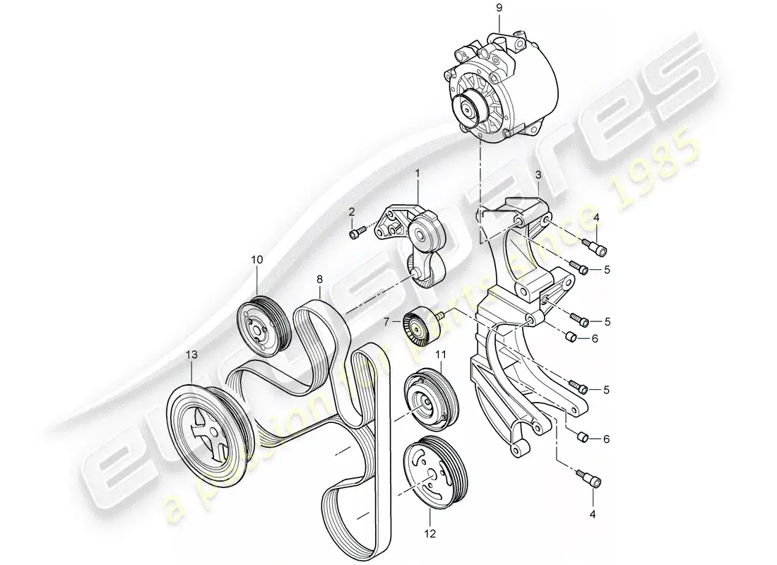 porsche 2007 (cayenne e1 9pa) belt tensioning damper parts diagram