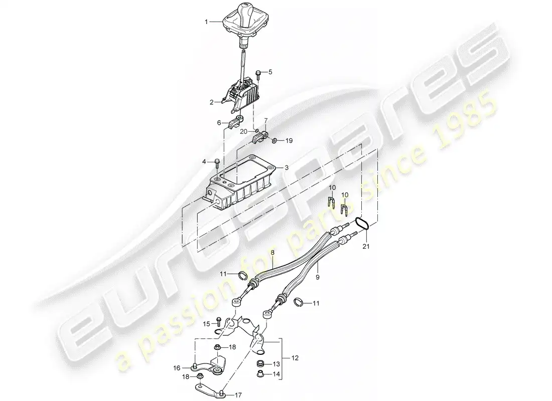porsche 2003 (cayenne e1 9pa) shift mechanism parts diagram
