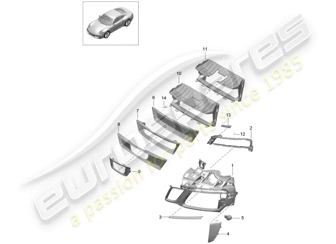 porsche 2017 (991-2) air duct parts diagram