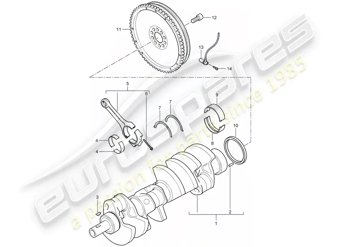 porsche 2009 (cayenne e1 9pa) crankshaft part diagram