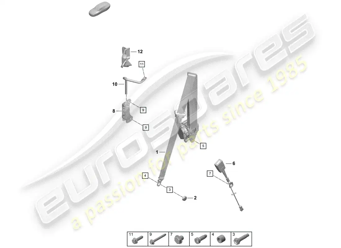 porsche 2019 (718 boxster spyder) seat belts parts diagram