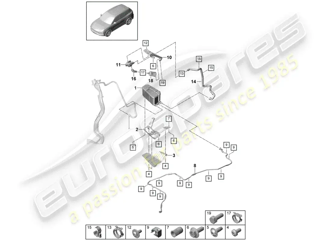 porsche 2020 (cayenne e3 9ya/9yb) evaporative emission canister parts diagram