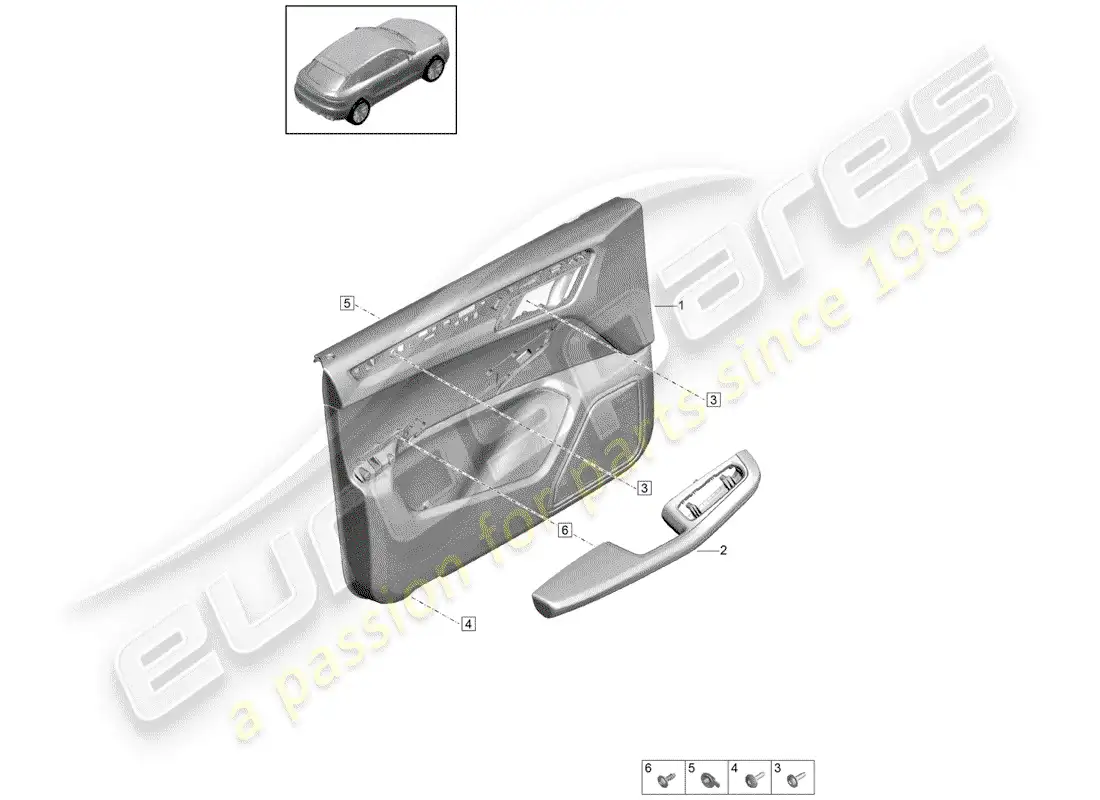 porsche 2020 (macan) door trim panels part diagram