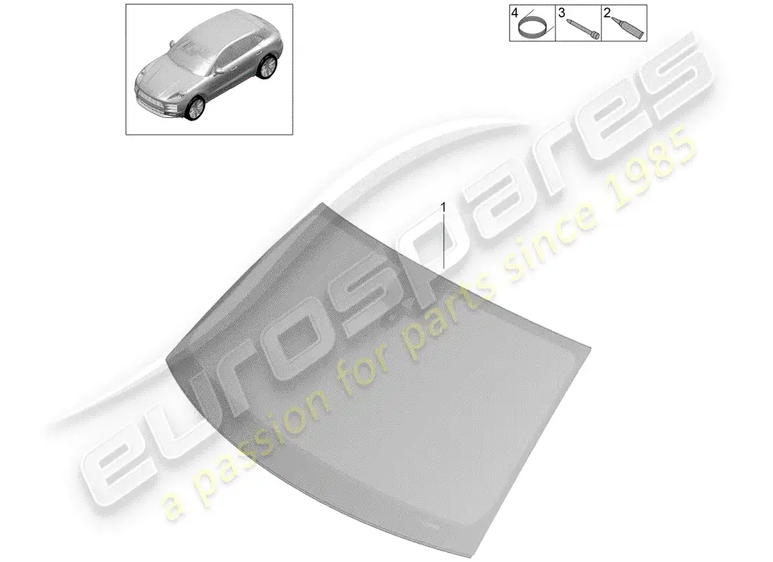 porsche 2020 (macan) windshield glass part diagram
