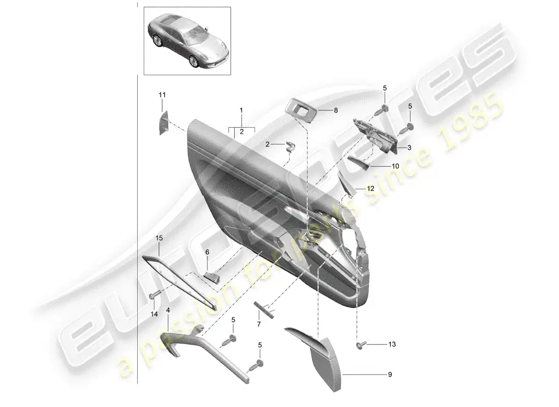 porsche 2016 (991-1) door panel parts diagram