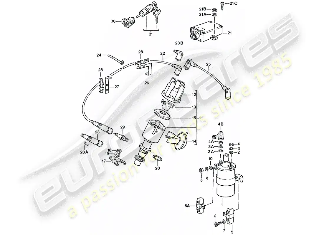 porsche 1979 (924) engine electrics 2 - see technical information - gr.2 nr. 2/86 parts diagram