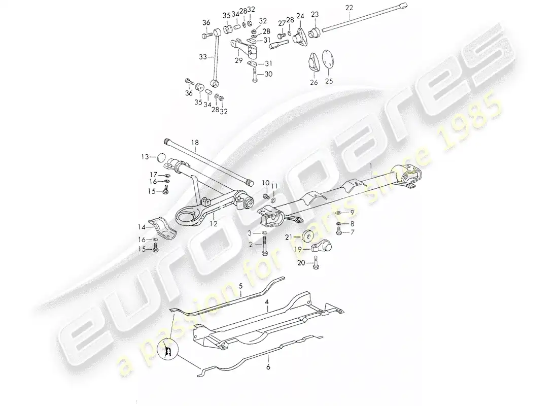 porsche 1973 (911) front axle - stabilizer parts diagram
