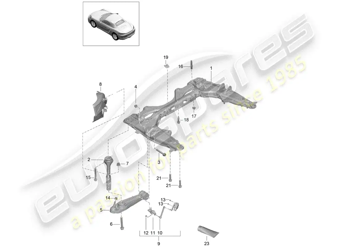 porsche 2018 (718 boxster) cross member parts diagram