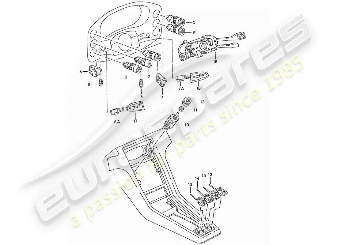 porsche 1989 (928) switch - manually parts diagram