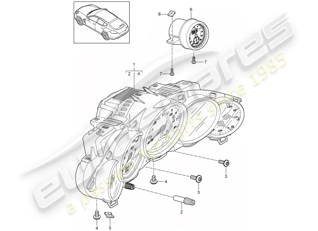 porsche 2011 (panamera 970) instruments parts diagram