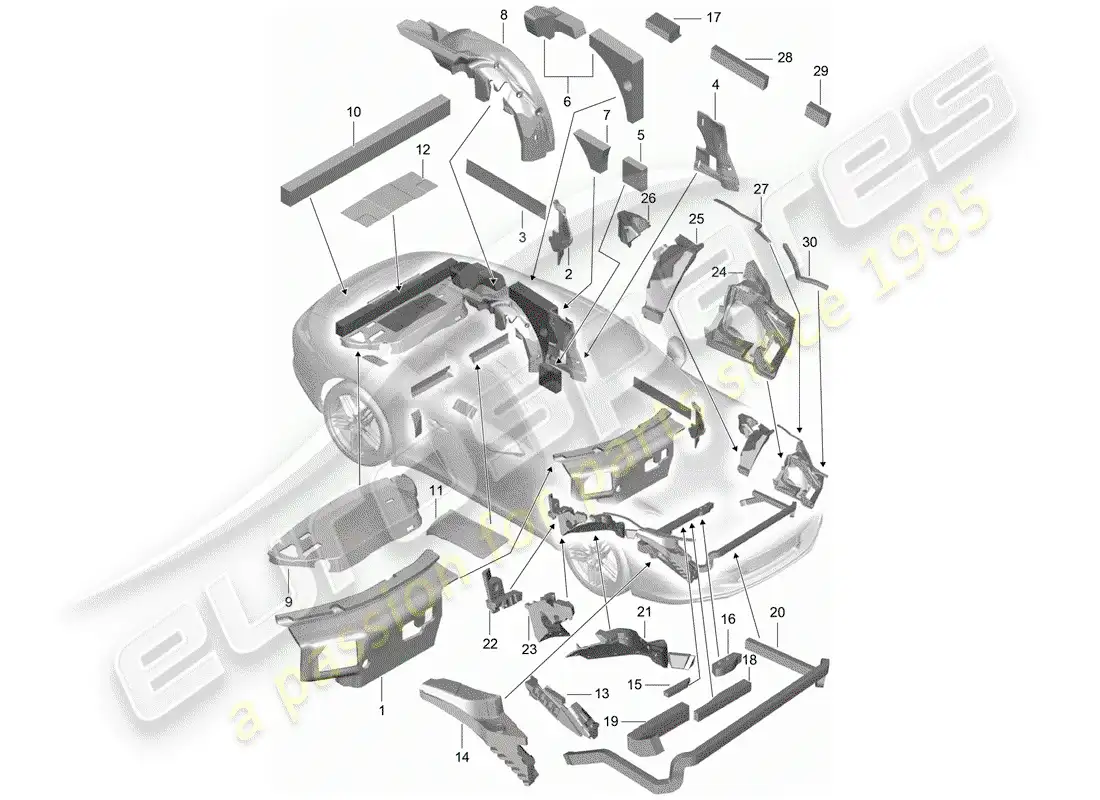 porsche 2016 (991-1) body shell parts diagram