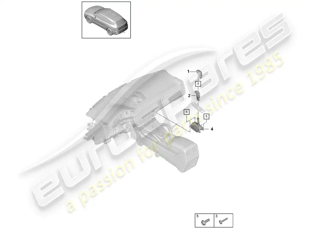 porsche 2019 (cayenne e3 9ya/9yb) selector lever parts diagram