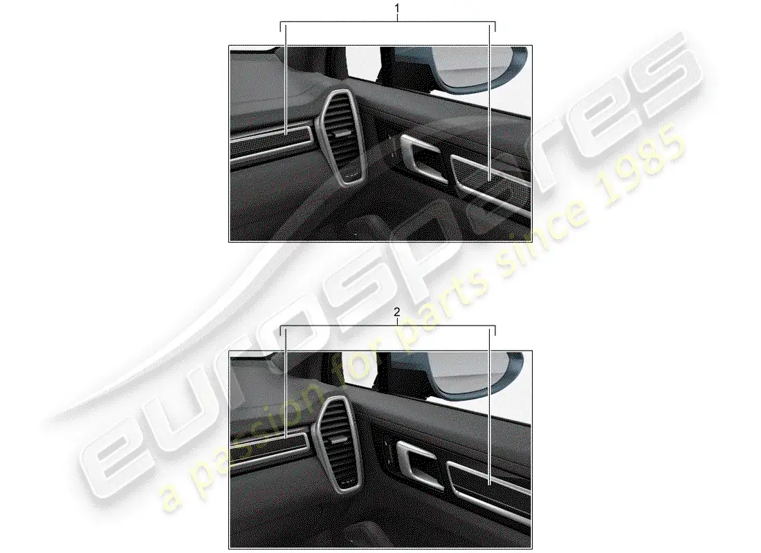 porsche 2007 (tequipment cayenne) trim for dash panel parts diagram