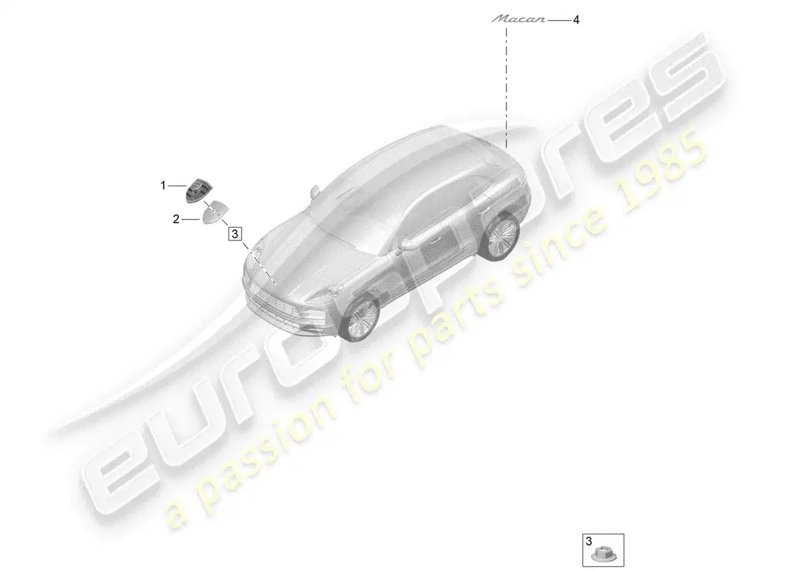 porsche 2020 (macan) nameplates part diagram