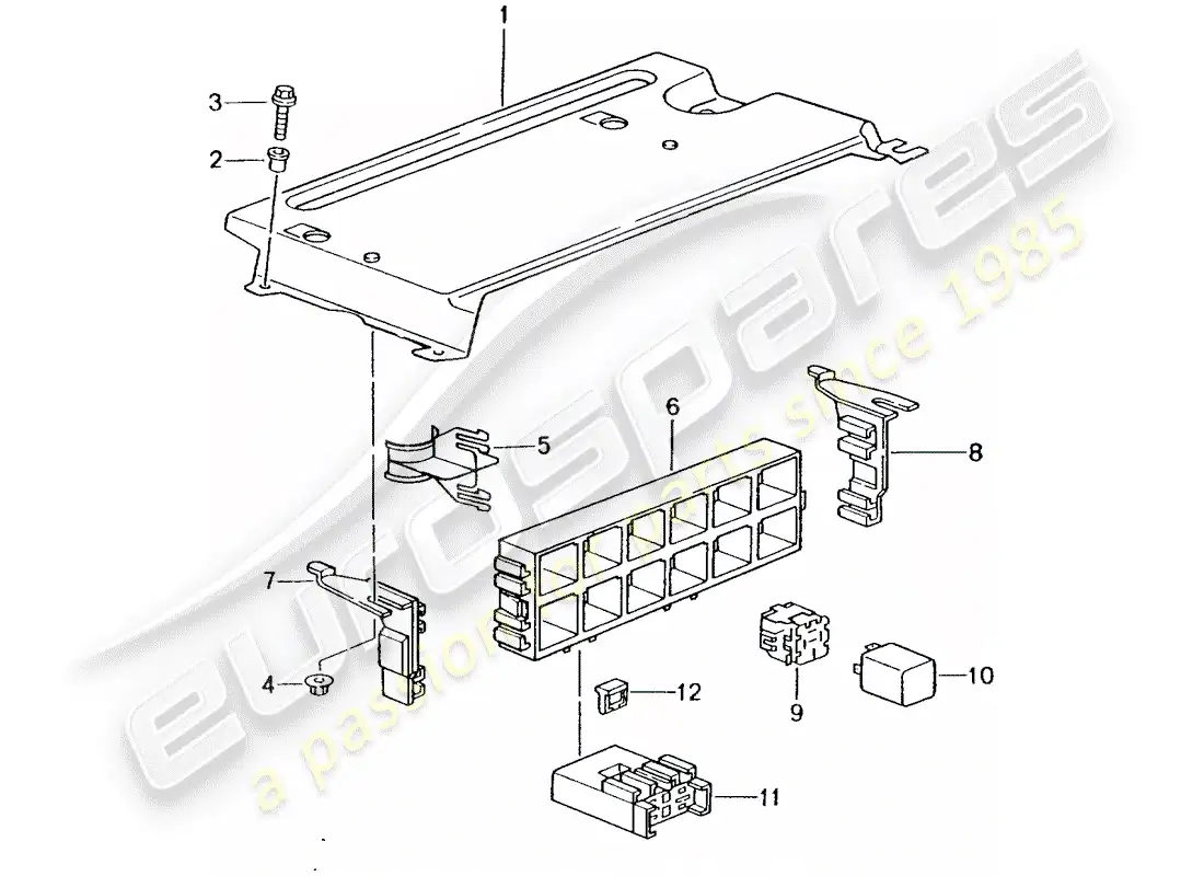 porsche 2005 (996 turbo / gt2) fuse box/relay plate - rear end parts diagram
