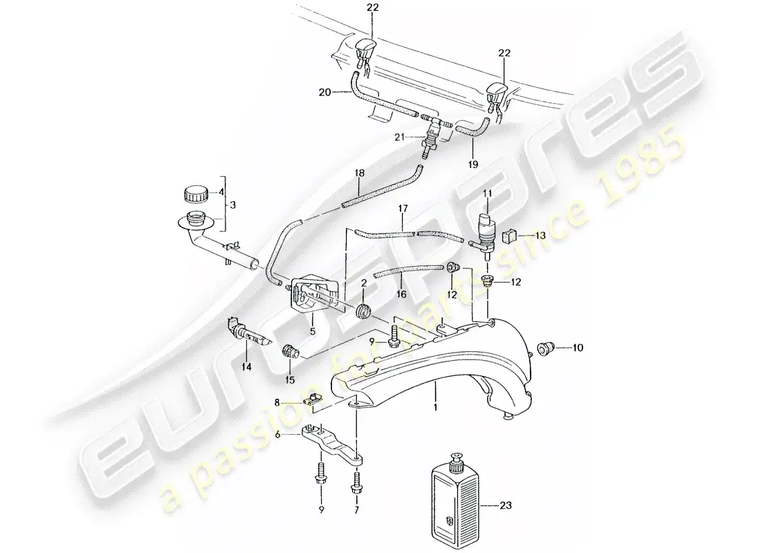 porsche 2003 (996 turbo / gt2) windshield washer unit parts diagram