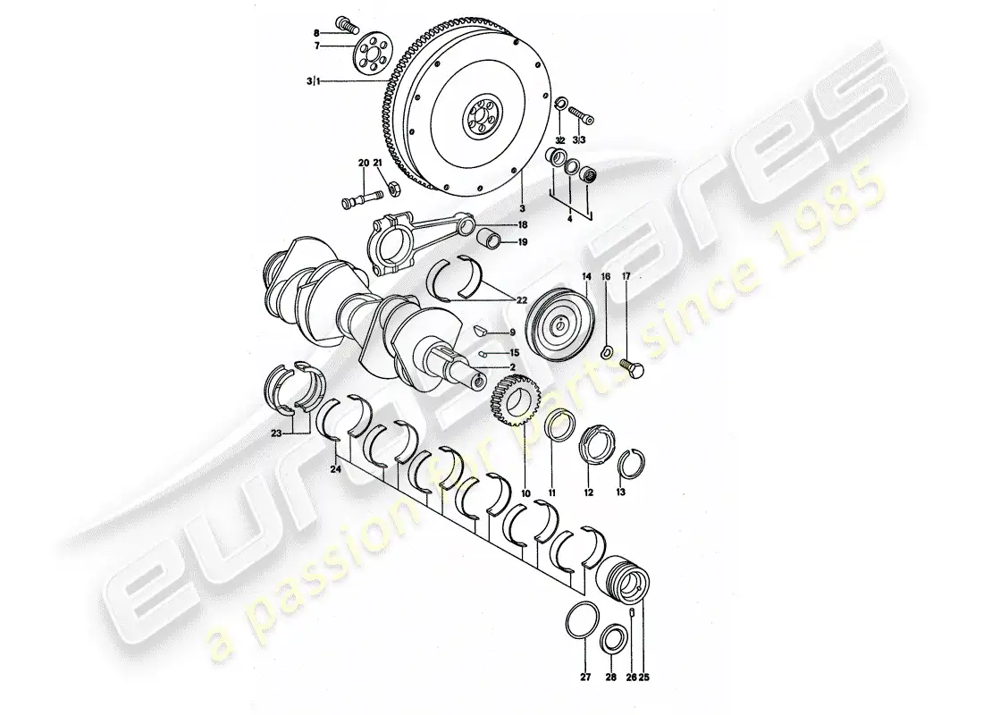porsche 1976 (911 turbo) crankshaft parts diagram