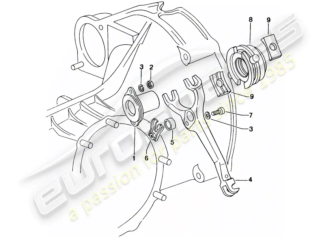 porsche 1971 (914) clutch release parts diagram