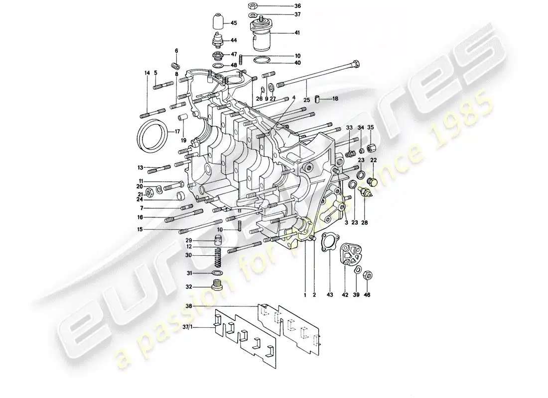 porsche 1973 (914) crankcase parts diagram