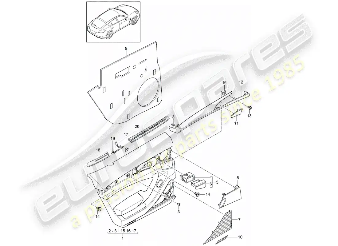porsche 2013 (panamera 970) door panel parts diagram