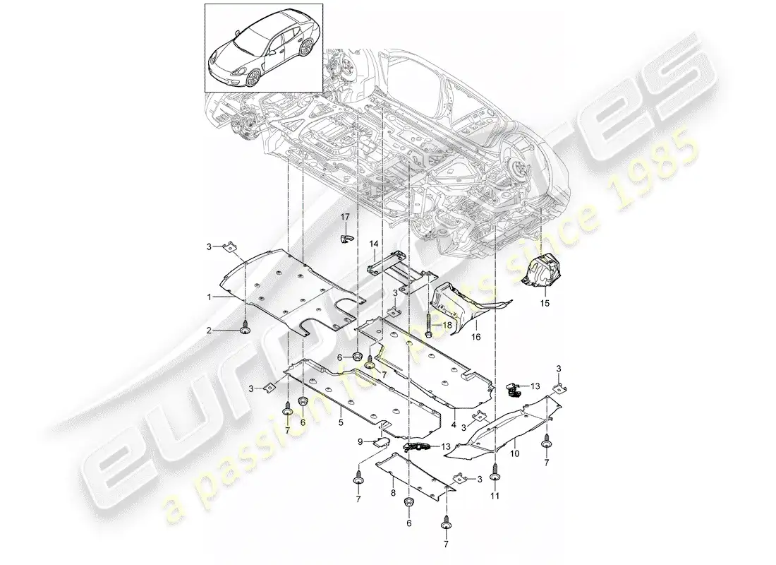 porsche 2013 (panamera 970) lining parts diagram