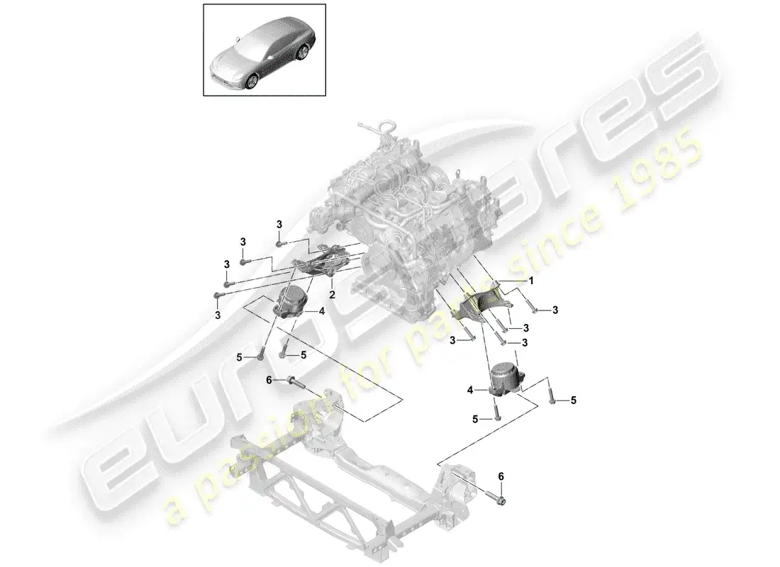 porsche 2018 (panamera 971-1) engine lifting tackle parts diagram