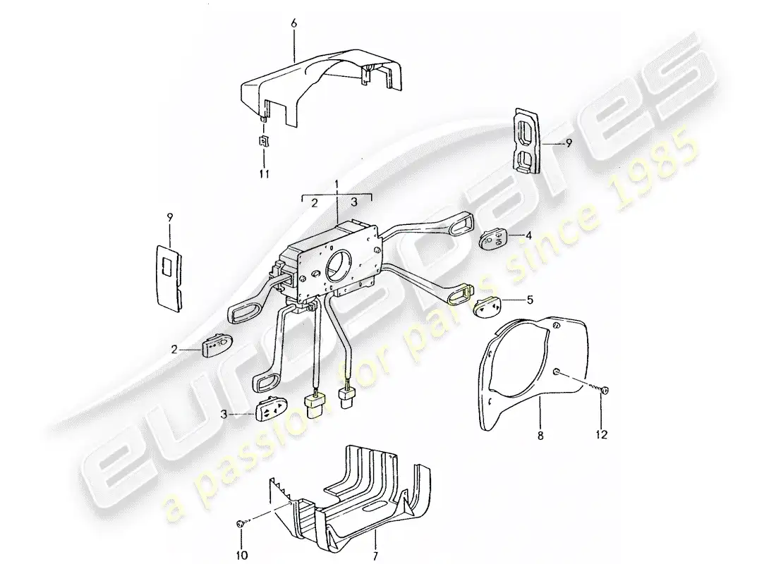 porsche 2003 (996 turbo / gt2) steering column switch parts diagram