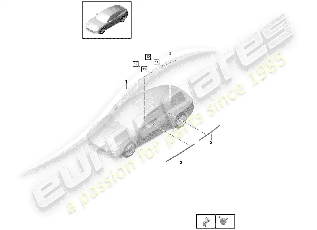 porsche 2019 (panamera 971-1) decorative moulding parts diagram