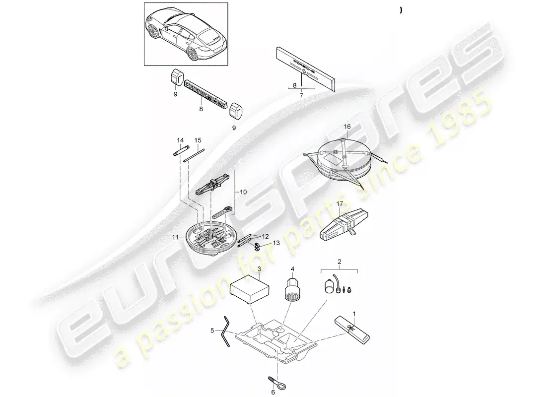 porsche 2012 (panamera 970) tool parts diagram
