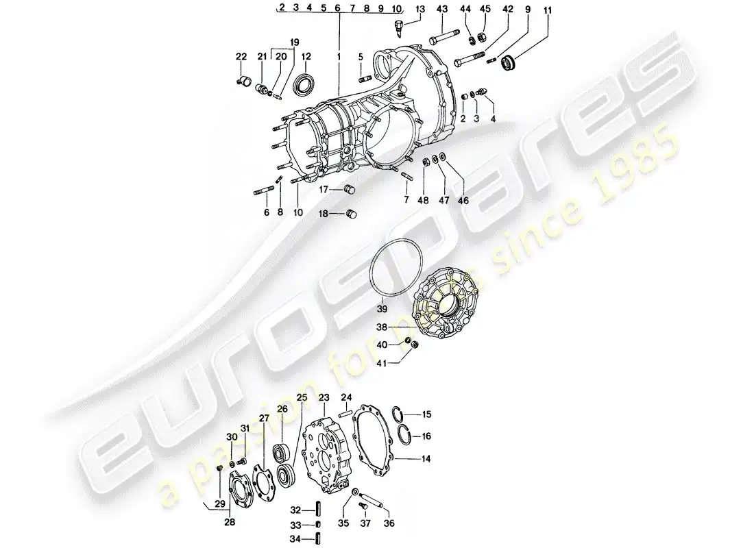 porsche 1971 (914) replacement transmission - transmission case parts diagram