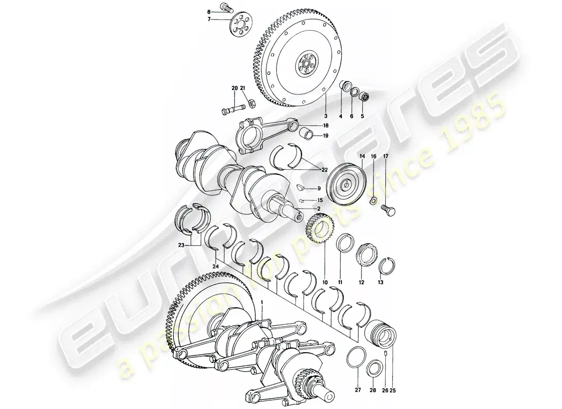 porsche 1973 (914) crankshaft parts diagram