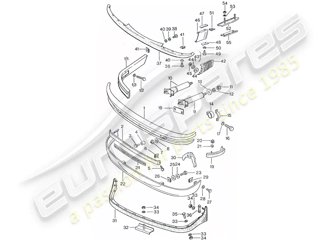 porsche 1976 (911) bumper parts diagram