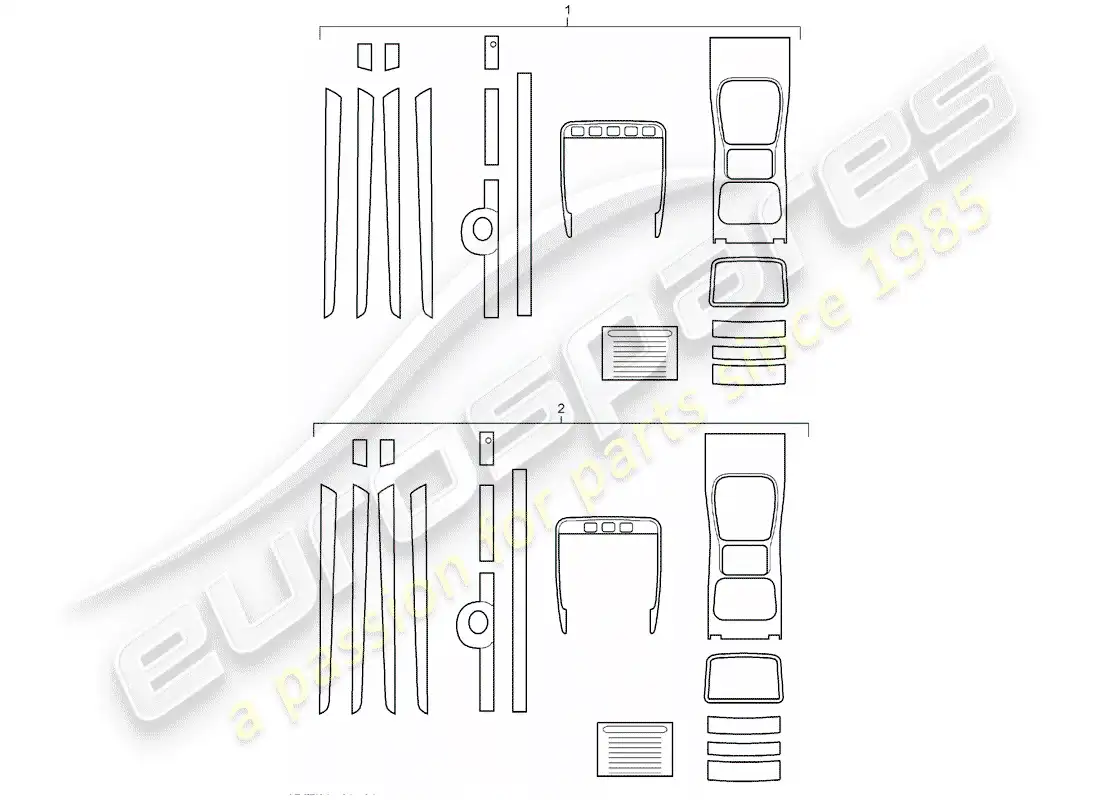 porsche 2007 (tequipment cayenne) 1 set trim moldings for parts diagram