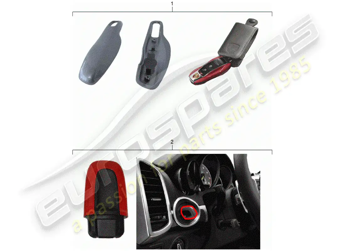 porsche 2019 (tequipment macan) key cover parts diagram
