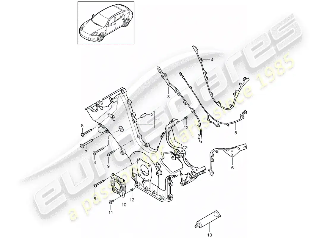 porsche 2013 (panamera 970) cover for timing chain parts diagram