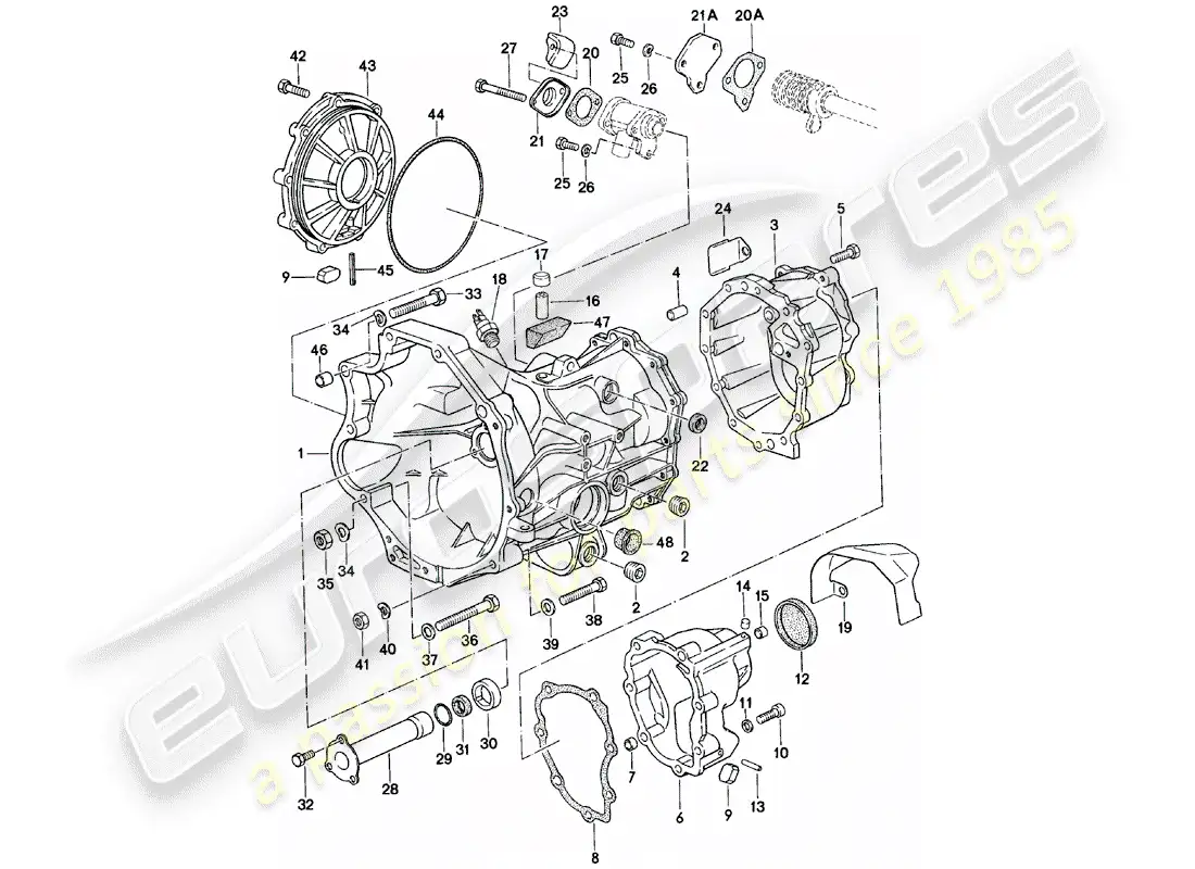 porsche 1980 (924) replacement transmission - transmission case - manual gearbox - vq vr uv md - me mf mb mx - 4q 5q 6q - d - mj 1981>> parts diagram