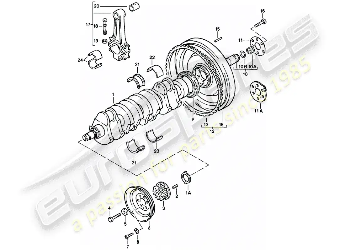 porsche 1982 (924) crankshaft - connecting rod parts diagram